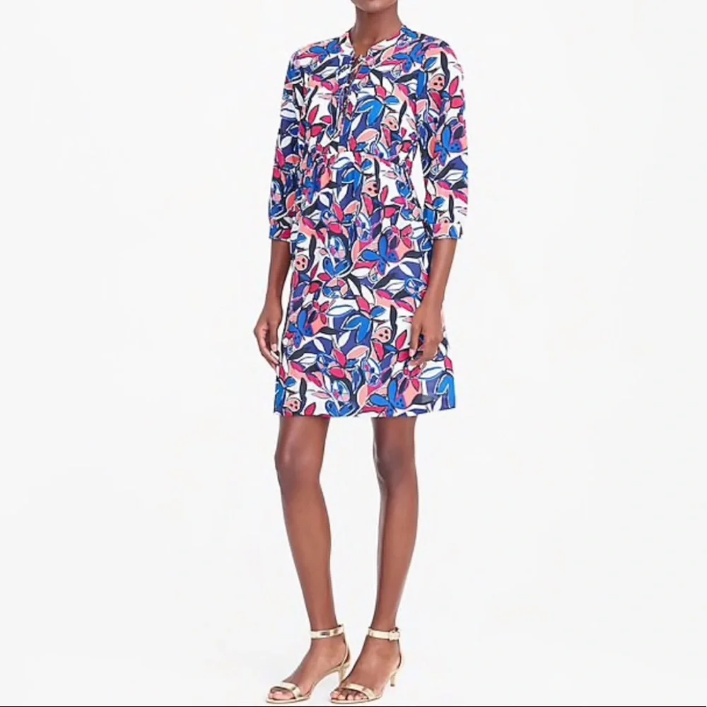 J. Crew Lace-up printed dress